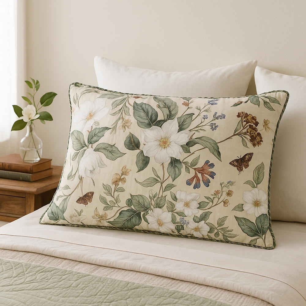 Waverly Williamsburg Garden Images III king floral stripe sham NWOT